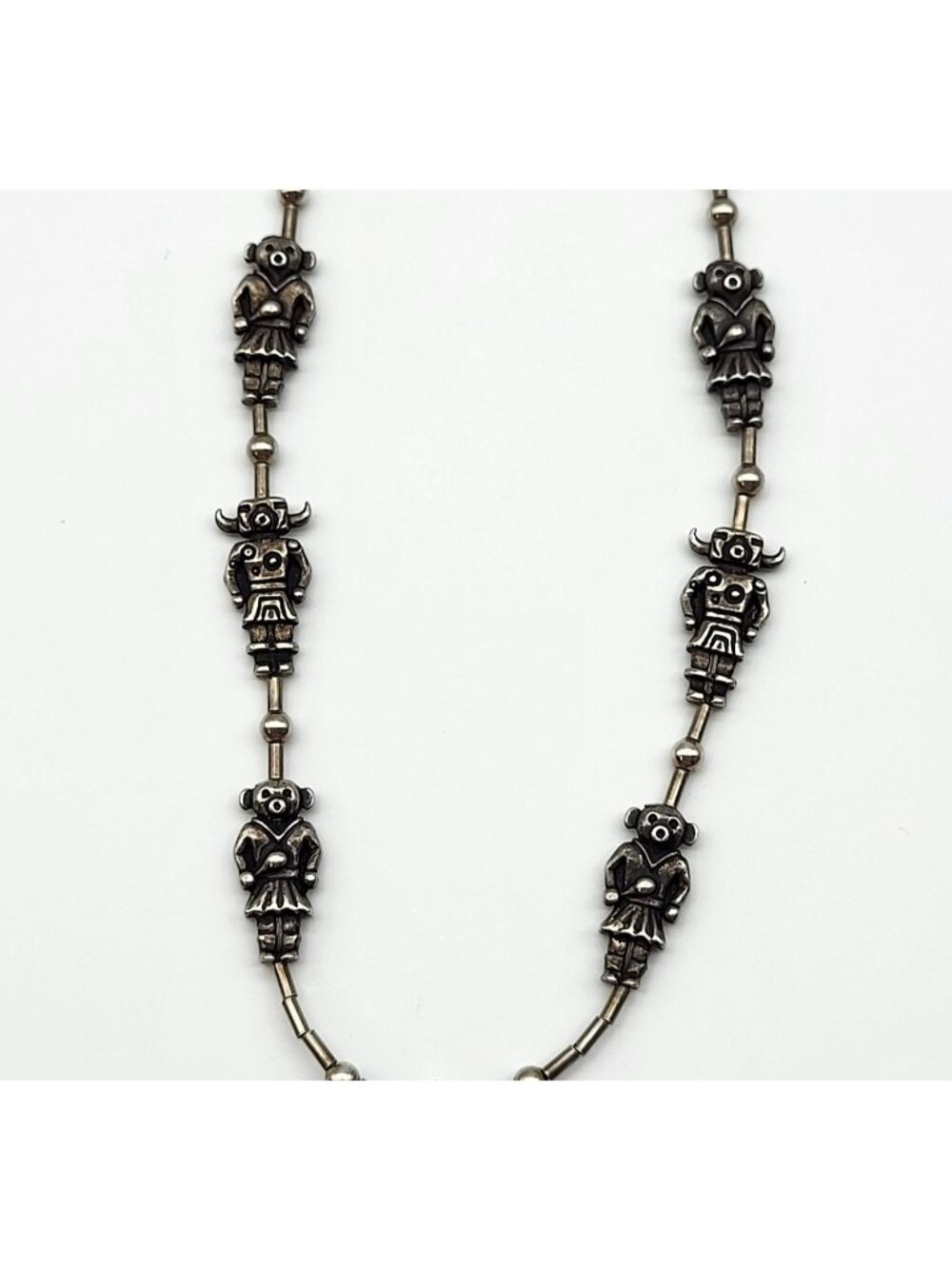 Incredible Sterling Silver Kachina 3D Hopi Kachinas Native American Necklace
